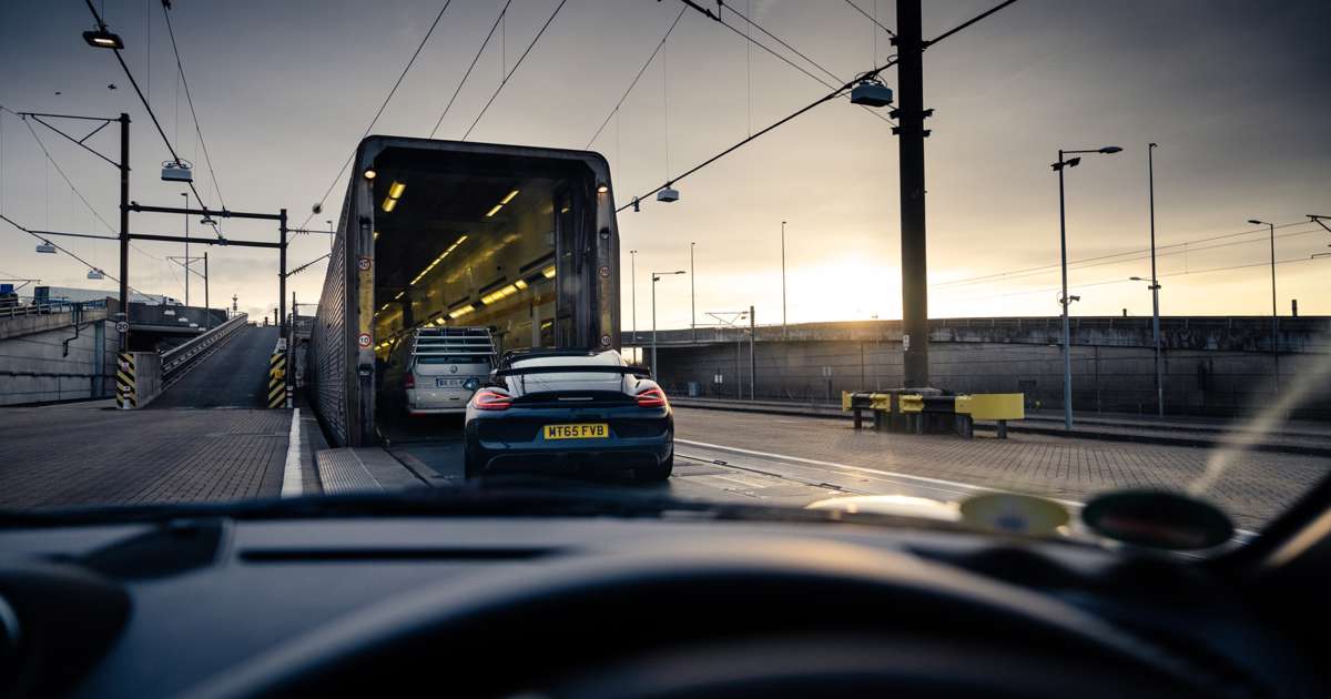 LeShuttle car loading on train