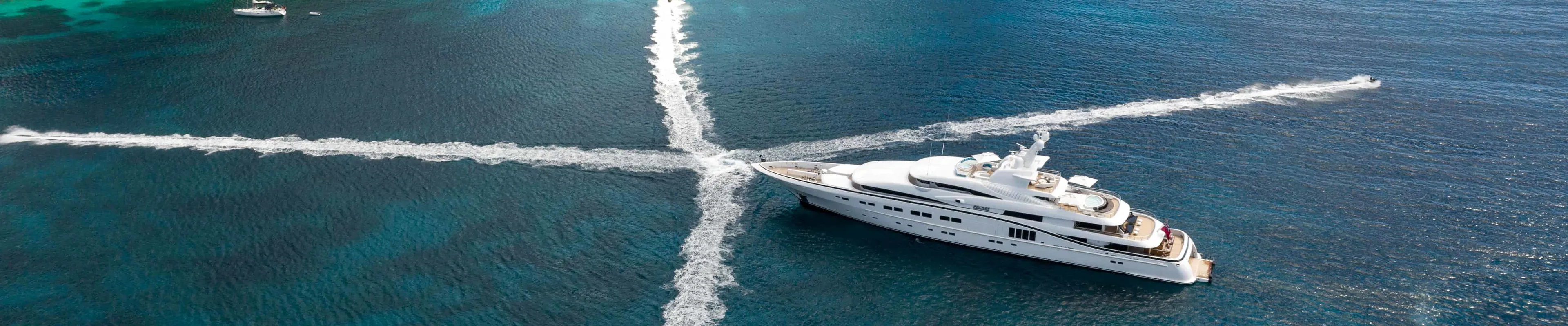 A super yacht in a bay