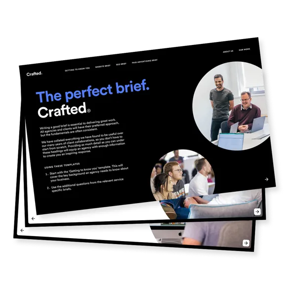 The perfect brief document front cover with a small view of other pages below it.